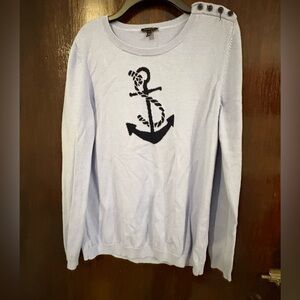Bundle 3 for $25. Talbots Light Blue Sweater with Anchor Design. Size Medium.